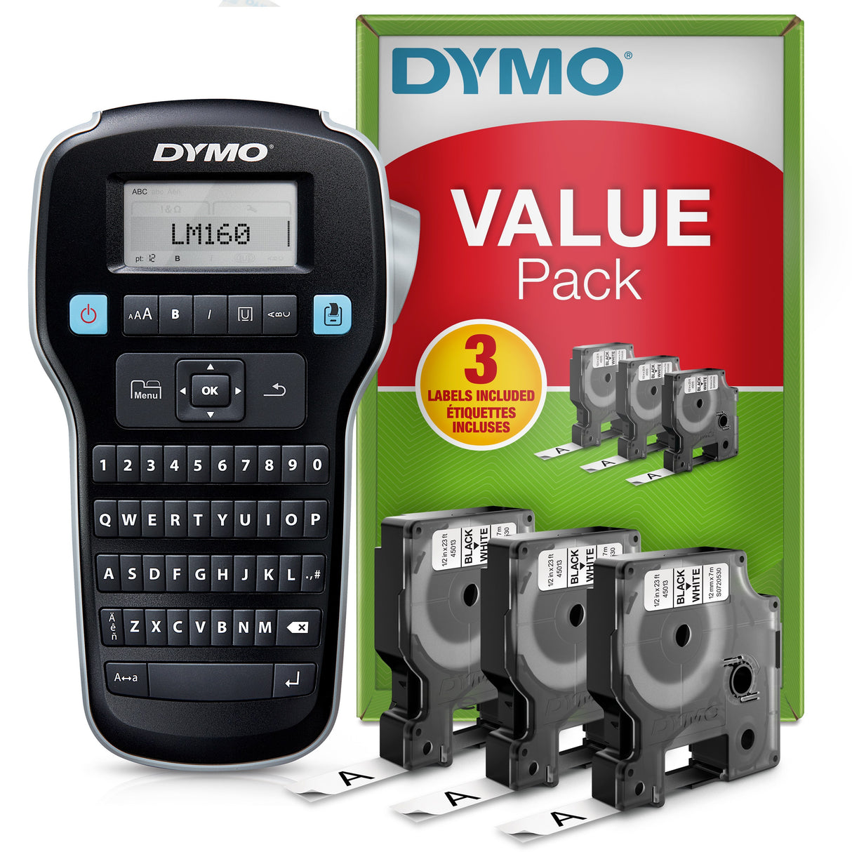 Dymo LabelManager 160 valuepack + 3x12mm tape – Labelprintere (billede 1)