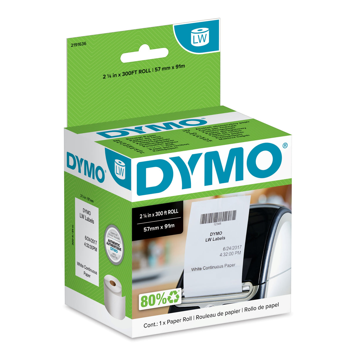 DYMO LabelWrite 57mm x 91mm Receipt Labels white non-adhesiv – Etiketter