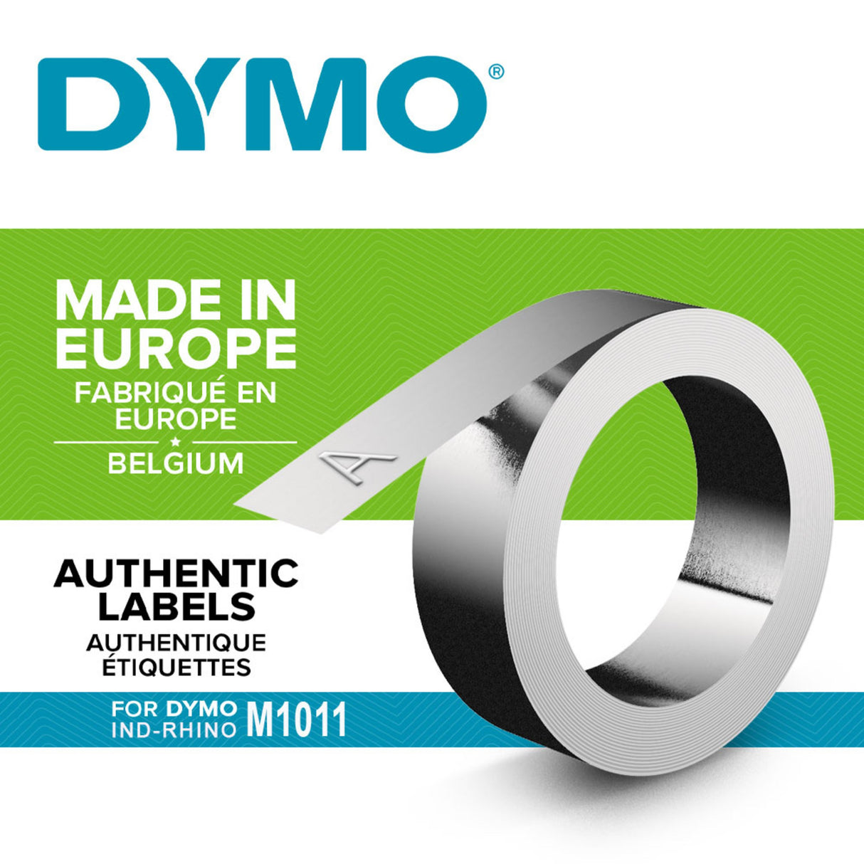 Dymo Tape Rhino 12mmx3,65m adhesive alu – Labeltape (billede 2)