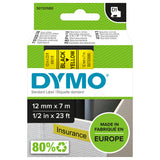 Dymo Tape D1 12mmx7m black/yellow – Labeltape (billede 1)
