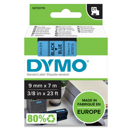 Dymo Tape D1 9mmx7m black/blue – Labeltape (billede 1)