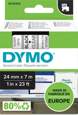 Dymo Tape D1 24mmx7m black/clear – Labeltape (billede 1)