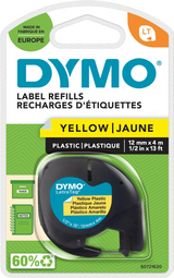 Dymo Tape LetraTag plastic 12mmx4m yellow – Labeltape (billede 2)