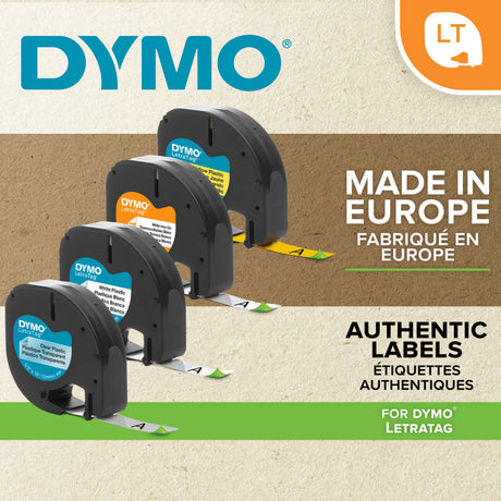 Dymo Tape LetraTag plastic 12mmx4m red – Labeltape (billede 2)