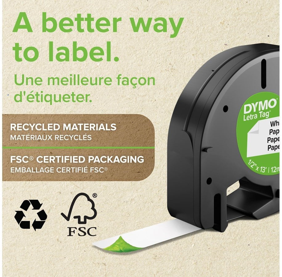 Dymo Tape LetraTag plastic 12mmx4m red – Labeltape (billede 3)