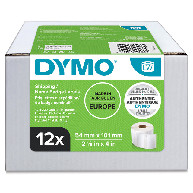 Dymo Label Ship/naming 54x101 perm white(220) x (12) – Etiketter (billede 1)