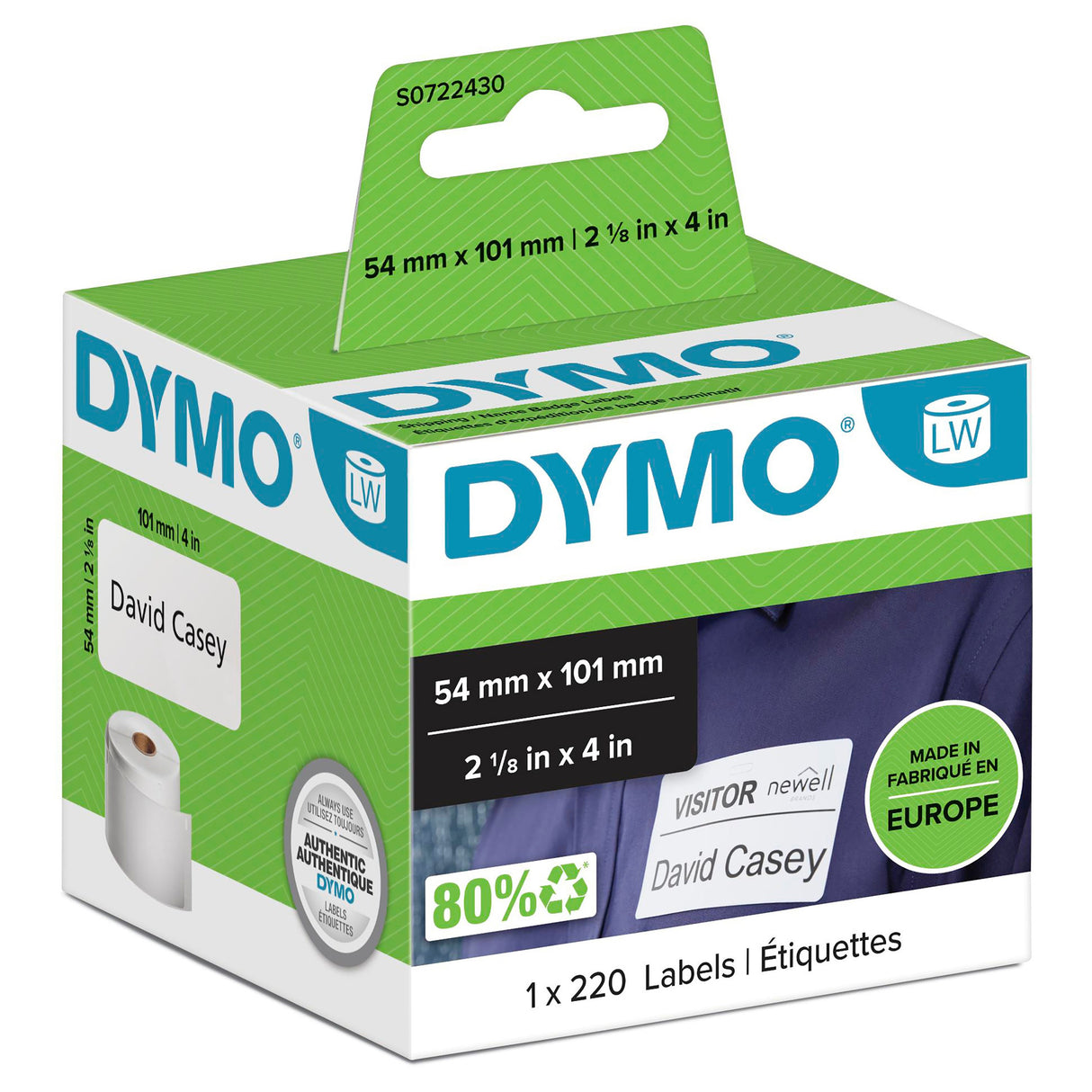 Dymo Label Ship/naming 54x101 perm white(220) – Etiketter (billede 1)