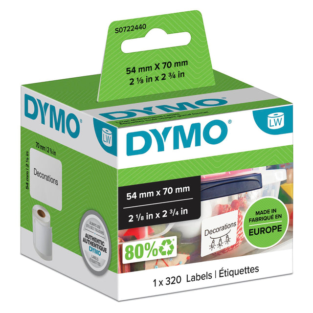 Dymo Label Multipurpose 54x70 perm white(320) – Etiketter (billede 1)