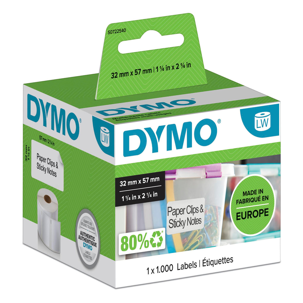 Dymo Label Multi 32x57 remov white (1000) – Etiketter (billede 1)