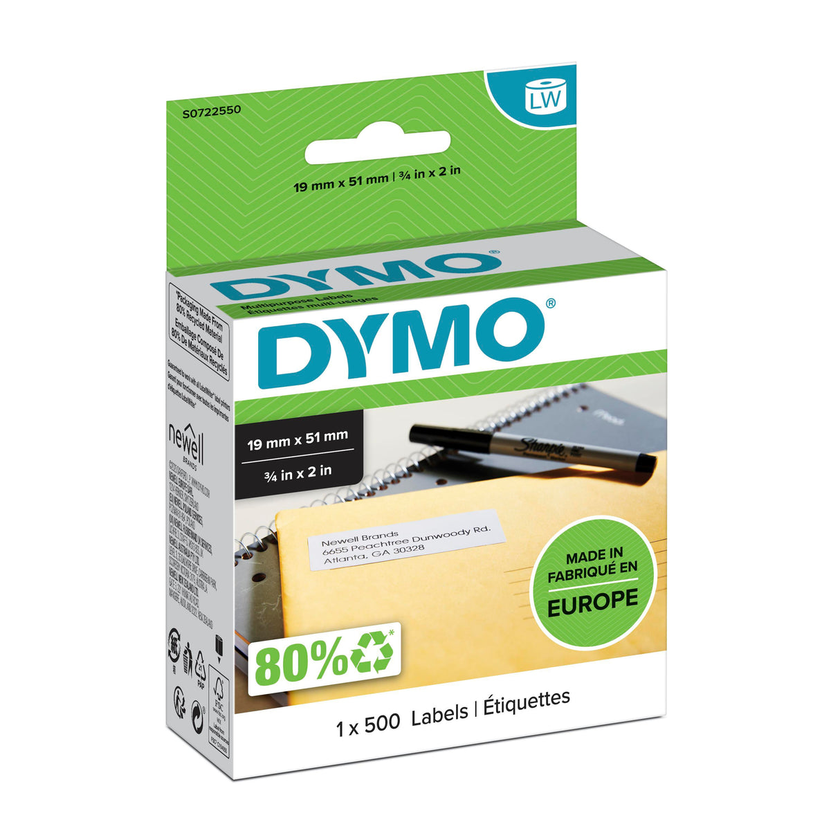 Dymo Label Multi 19x51 remov white (500) – Etiketter (billede 1)