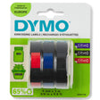 Dymo Tape Embosser 9mm x 3m (red/blue/black),3-pack – Labeltape (billede 1)