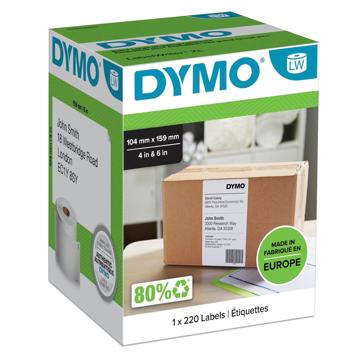DYMO etiket 104x159mm 220/rl – Labeltape (billede 1)