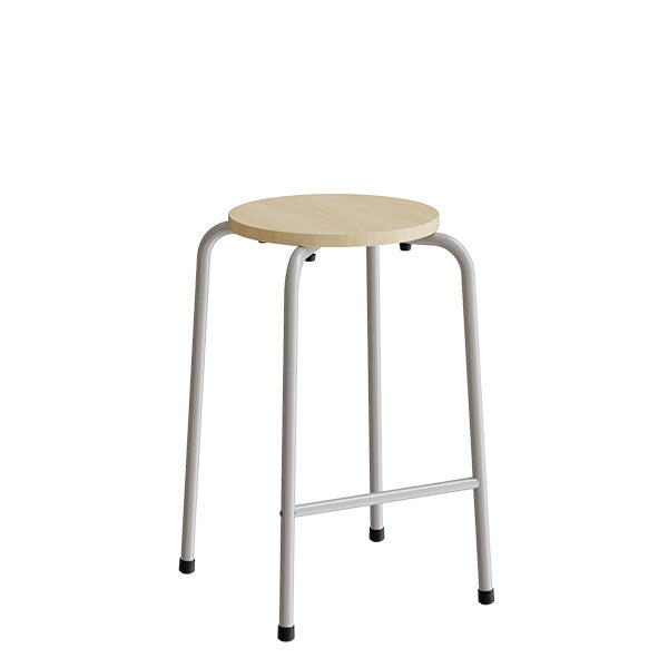 Taburet David 119, massiv birk, alu stel – image 1