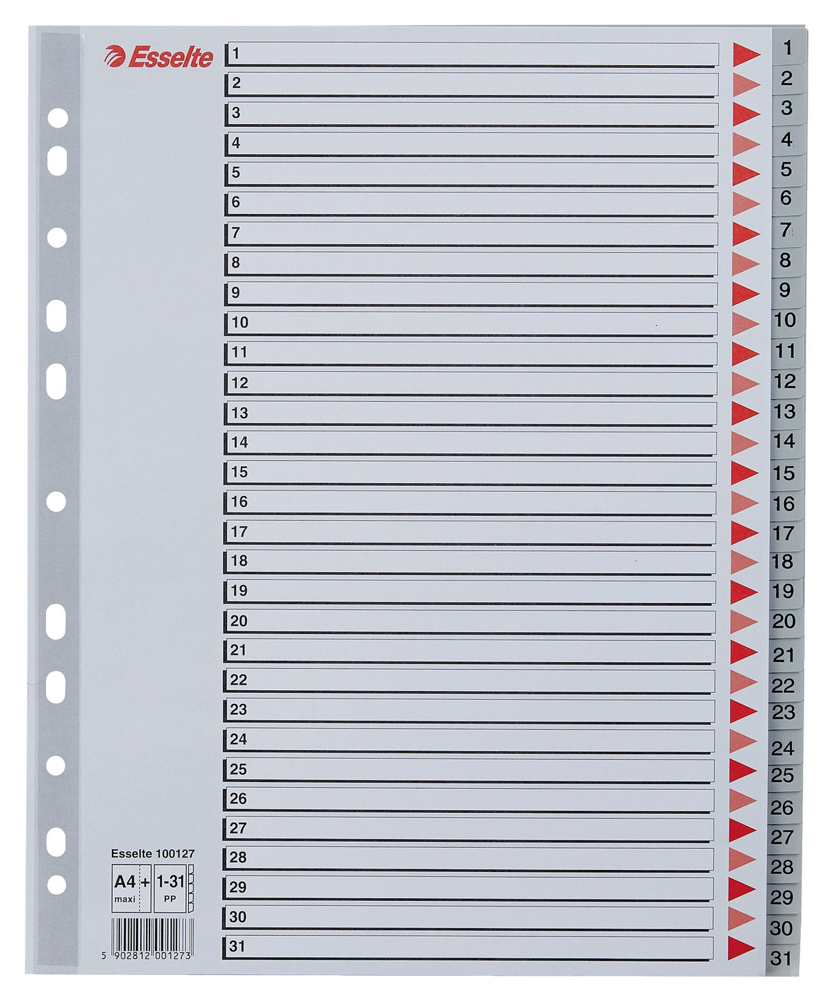 Register PP A4 maxi 1-31 grå