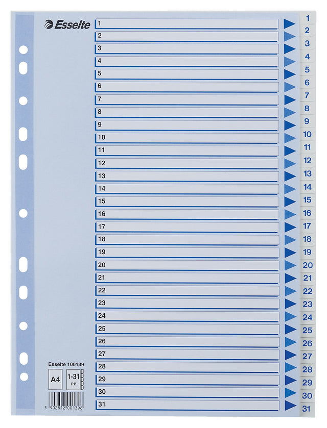 Esselte Register PP A4 1-31 hvid – Plastregistre (billede 1)