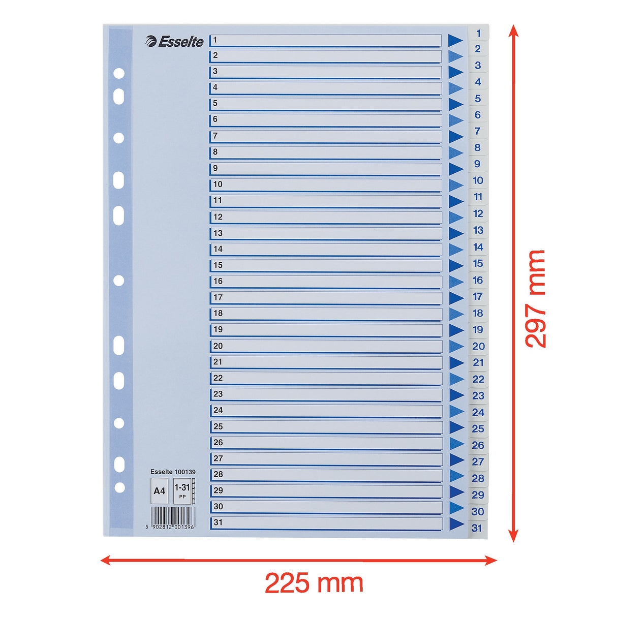 Esselte Register PP A4 1-31 hvid – Plastregistre (billede 3)