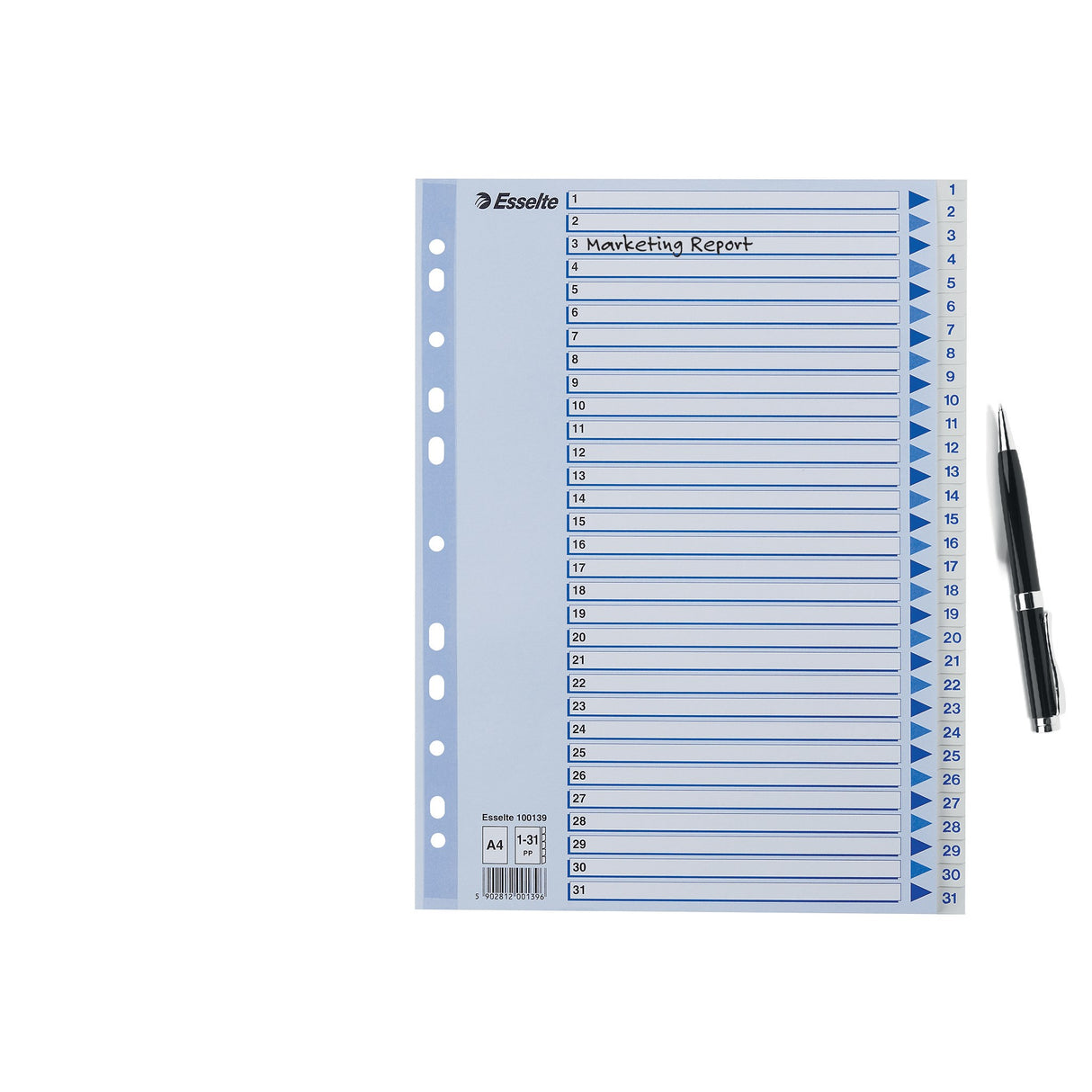 Esselte Register PP A4 1-31 hvid – Plastregistre (billede 4)