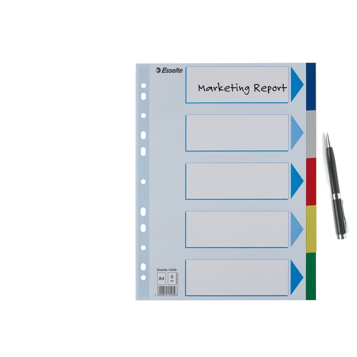 Faneblade PP A4 5-delt farvede faner – image 4