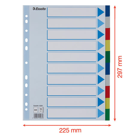 Faneblade PP A4 10-delt farvede faner – image 3