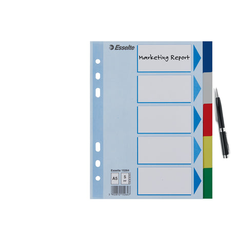 Faneblade PP A5 5-delt farvede faner – image 4