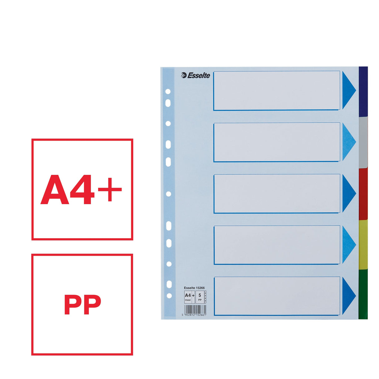 Faneblade PP A4 maxi 5-delt farvede faner – image 2