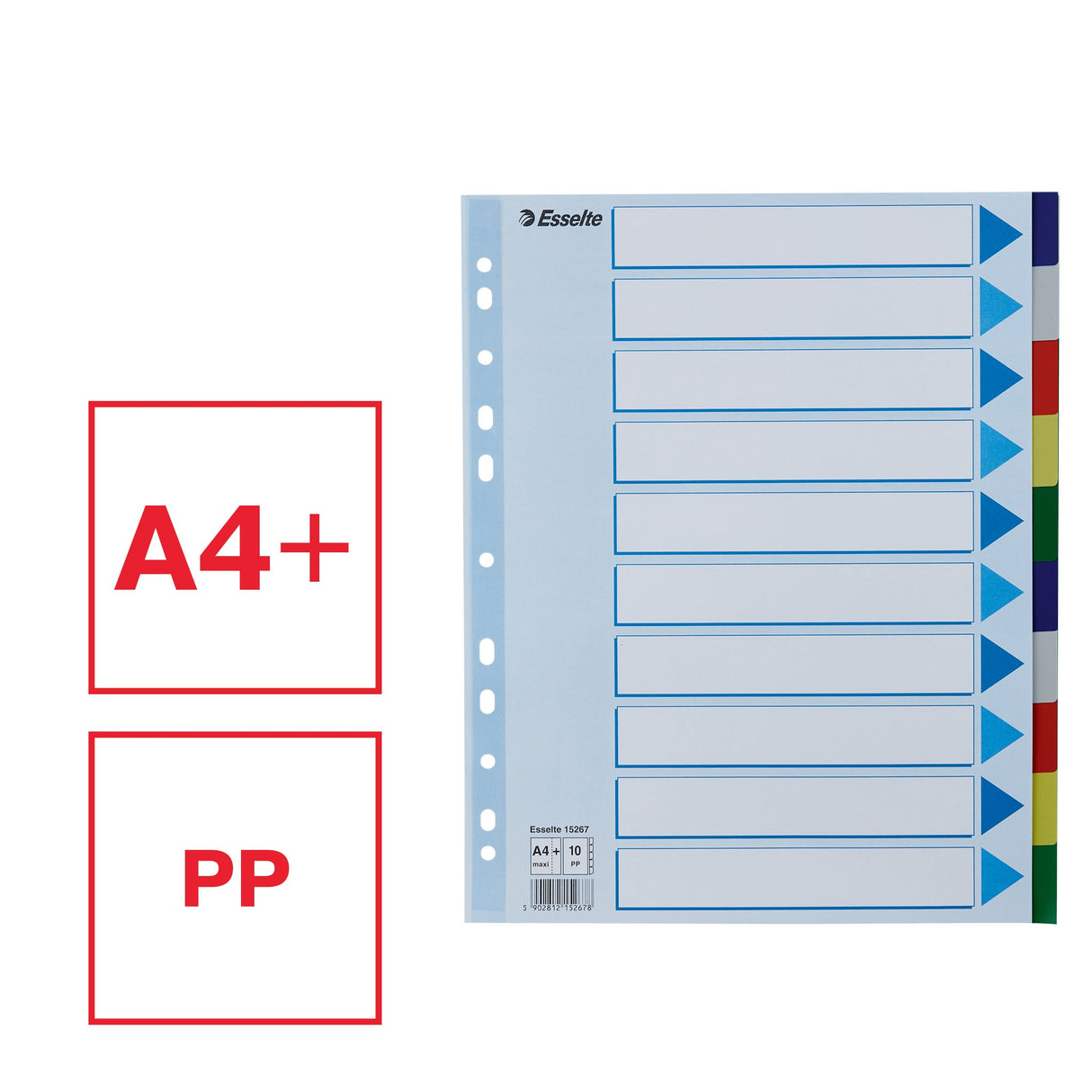 Faneblade PP A4 maxi 10delt farvede faner – image 2