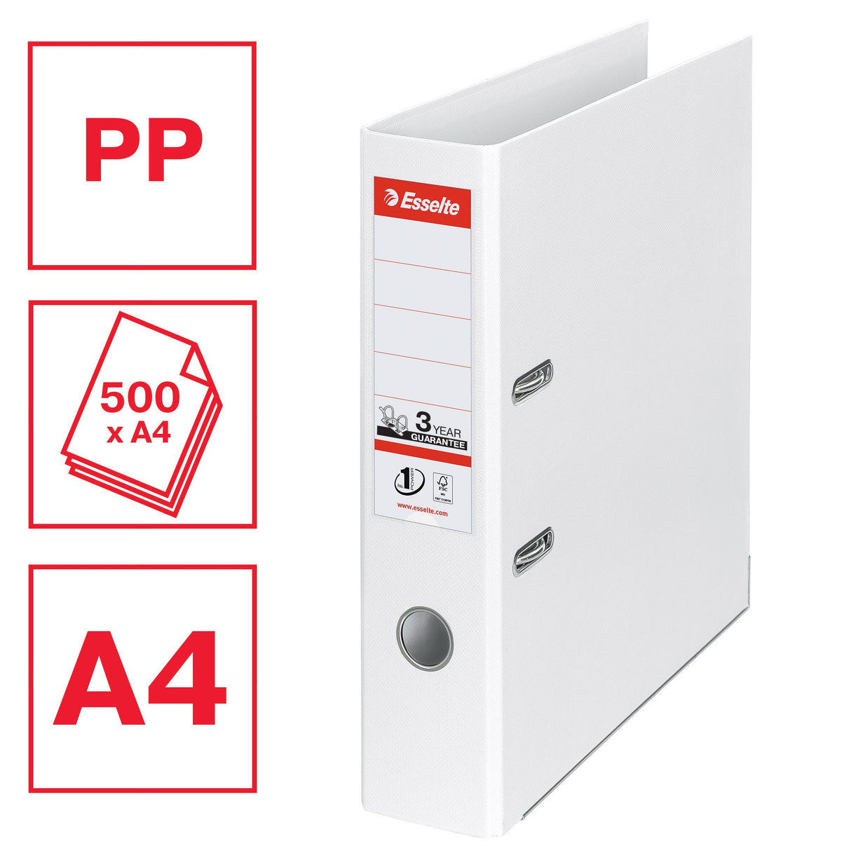 Brevordner No1 Power PP A4 75mm hvid