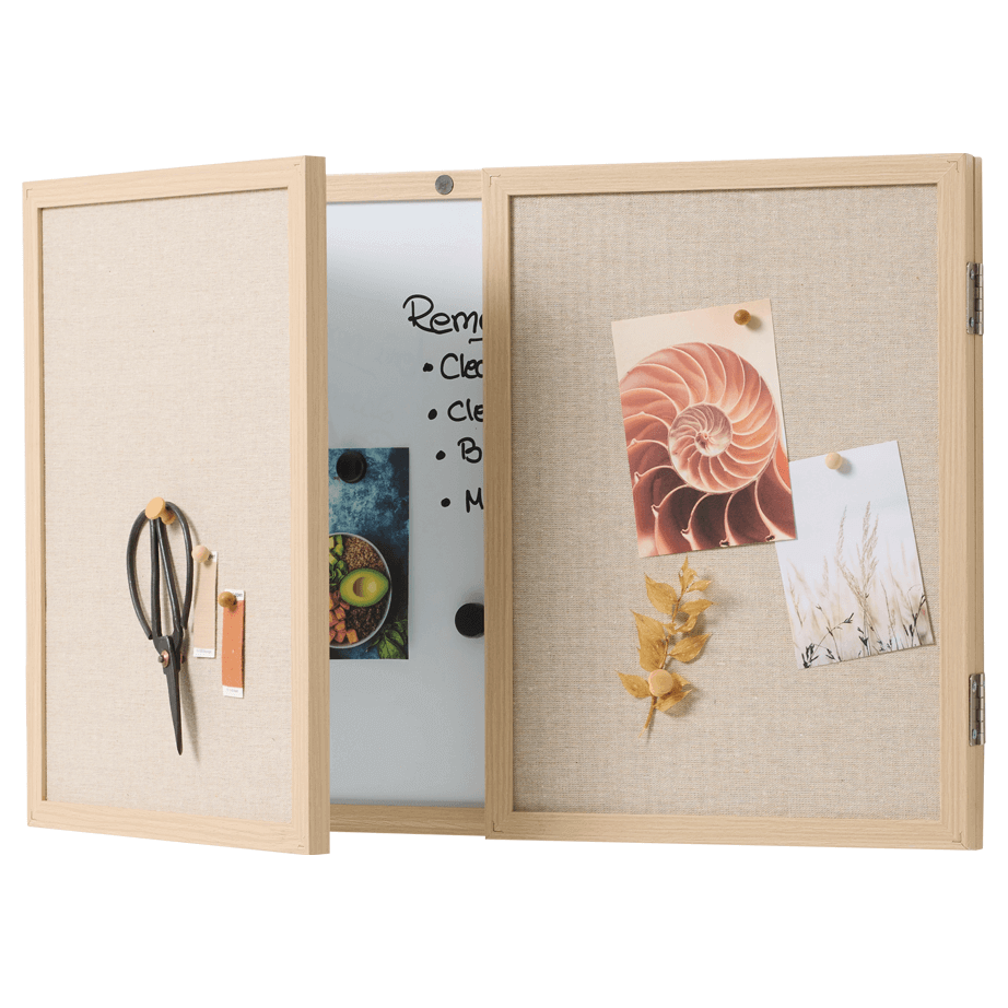 60 x 40 cm. Whiteboard med låger og træramme