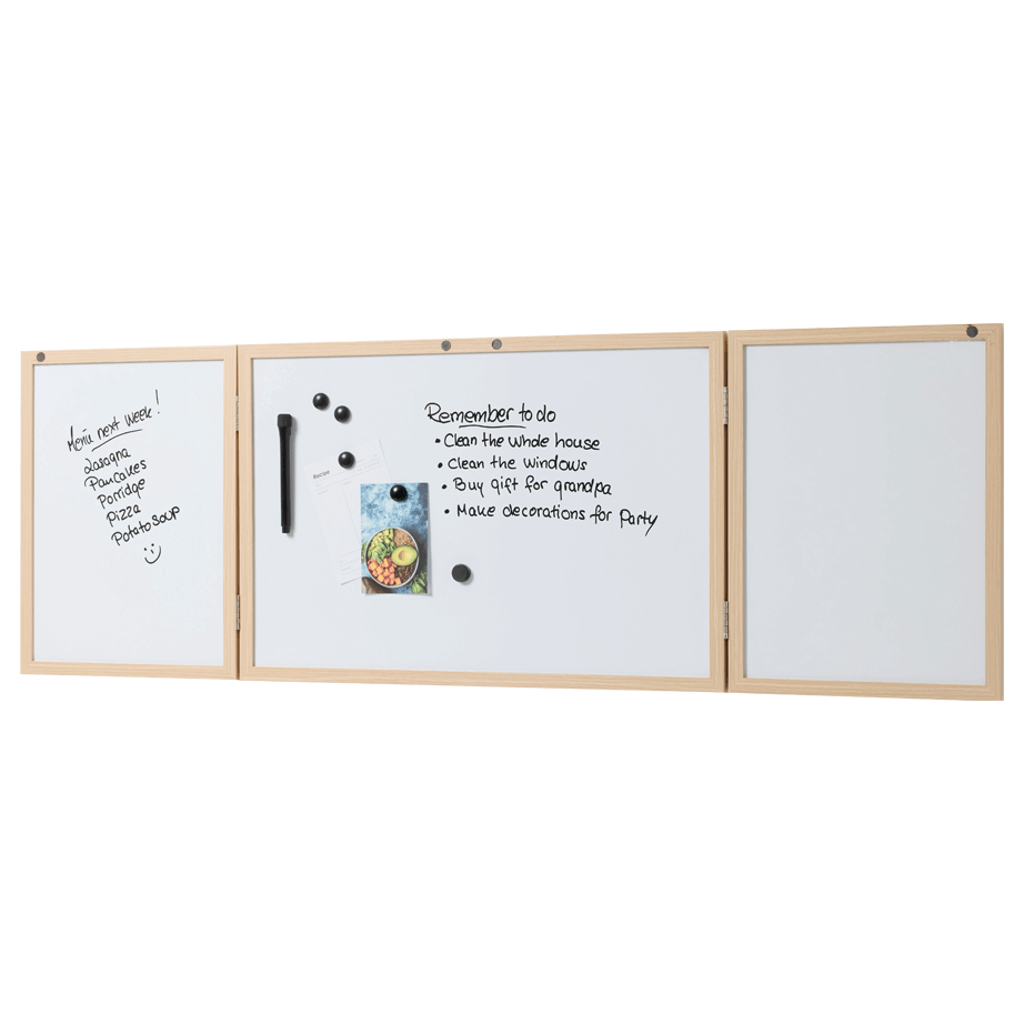 60 x 40 cm. Whiteboard med låger og træramme