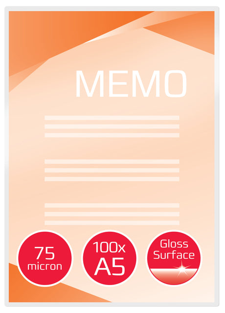 GBC Lamineringslomme 75my A5 (100) – image 2