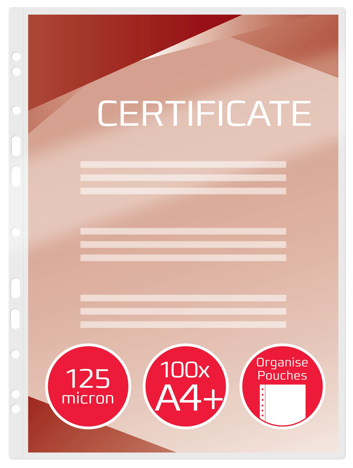 GBC Lamineringslomme m/huller klar 125my A4 (100) – image 6