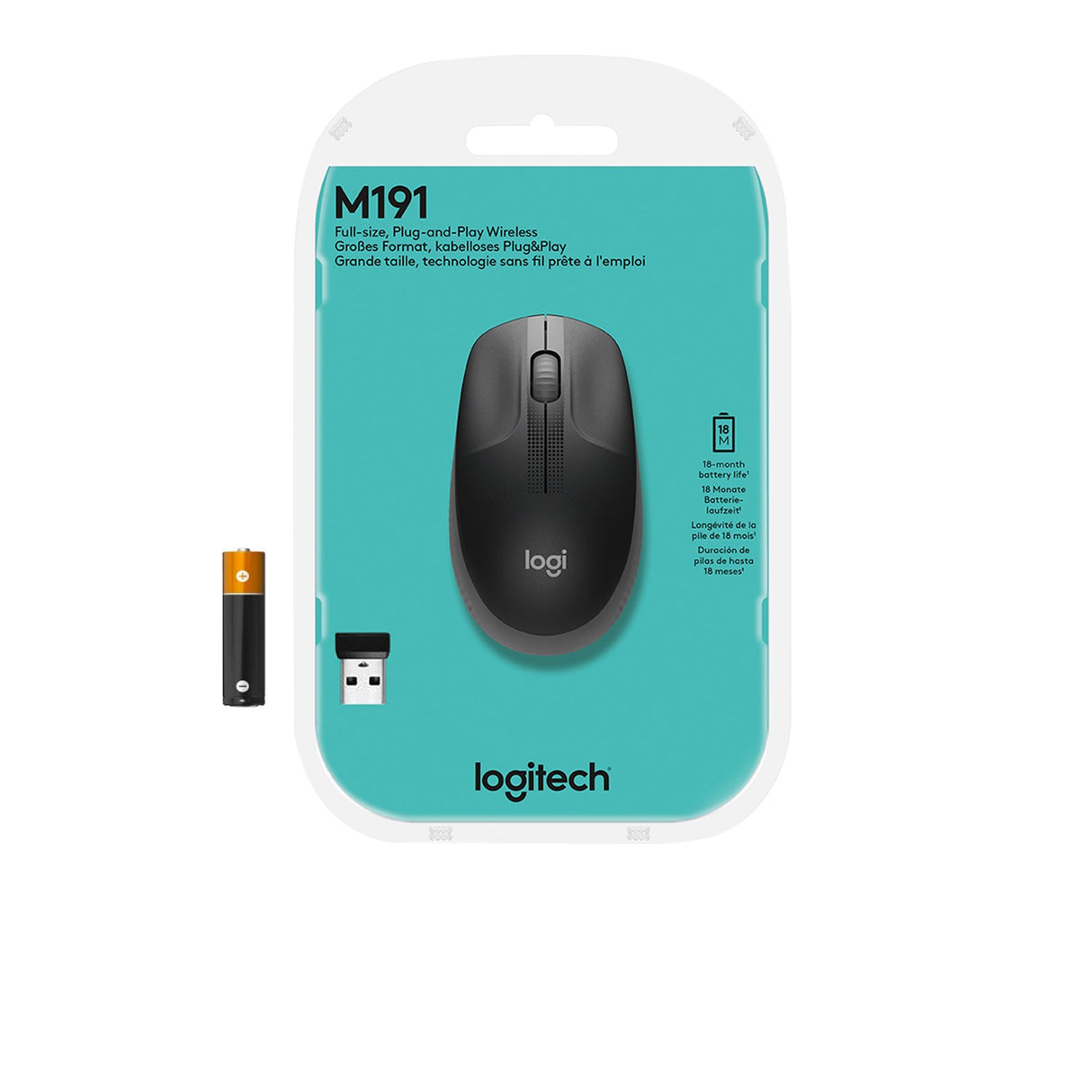Logitech M190 Full-size wireless mouse, Charcoal – Trådløse mus (billede 4)