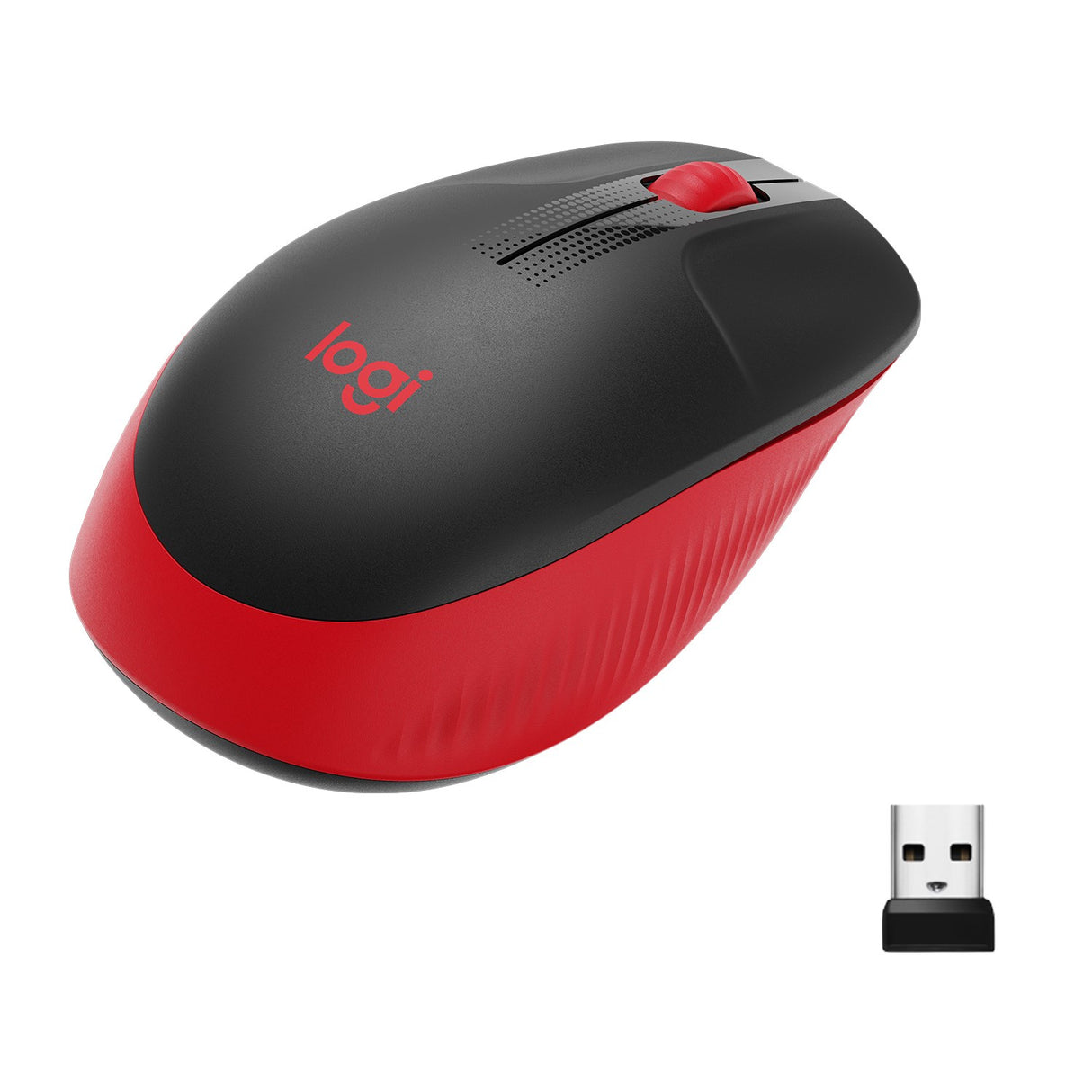 Logitech M190 Full-size wireless mouse, Red – Trådløse mus (billede 1)
