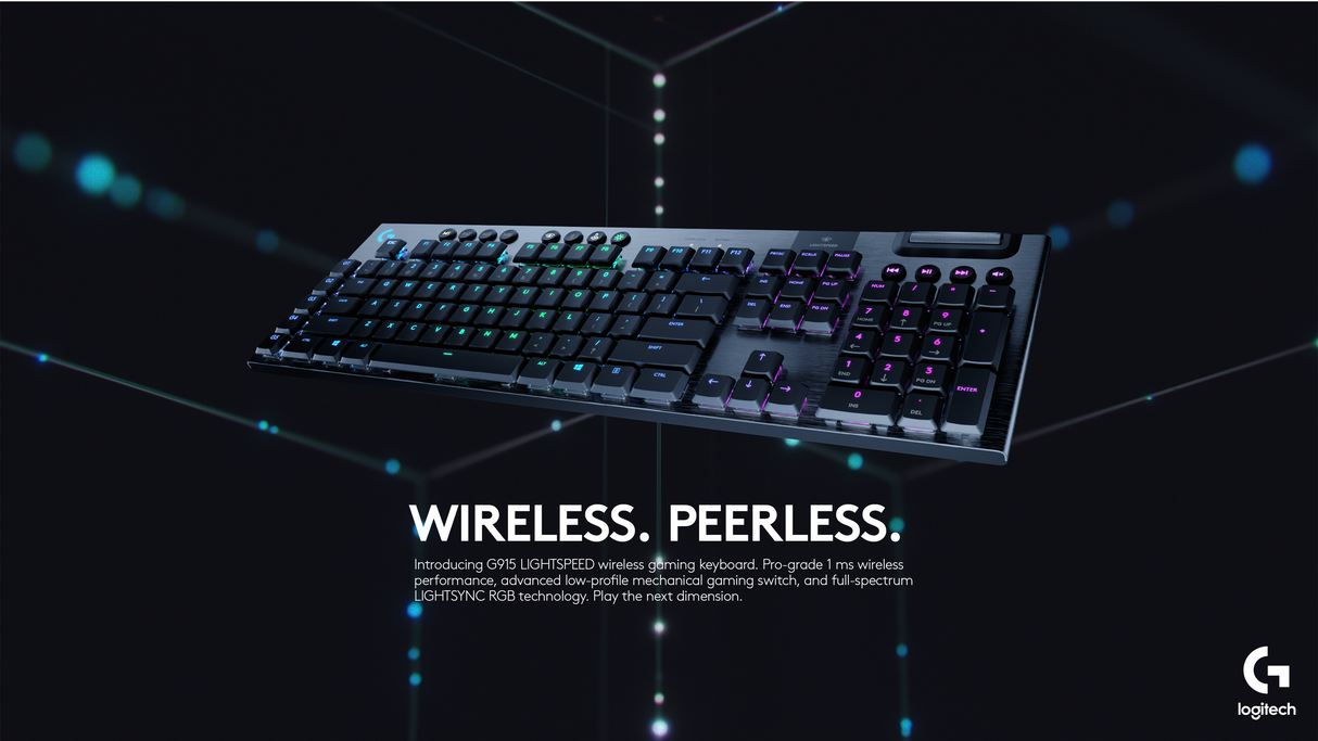 Logitech G915 Wireless RGB Mech Gaming Keyboard, Black (Nordic) – Tastaturer (billede 2)