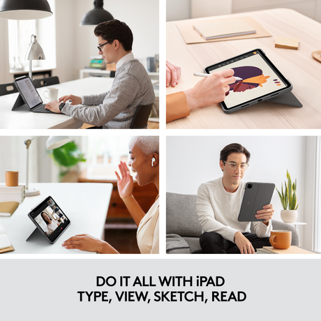 Logitech iPad Pro 11'' (1/2/3/4 gen / M4) Combo Touch, Grey (Nordic) (billede 3)