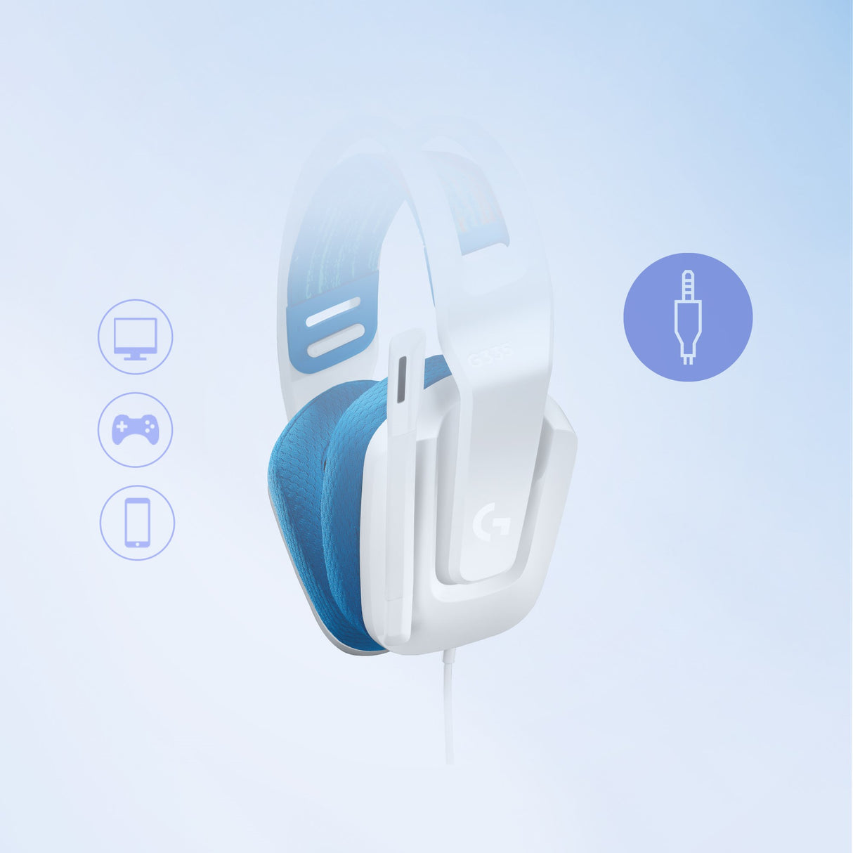 Logitech G335 Wired Gaming Headset, White – Headsets med kabel (billede 2)