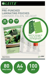 Leitz Lamineringslomme forhullet 80my A4 (100) – Laminering & tilbehør (billede 2)