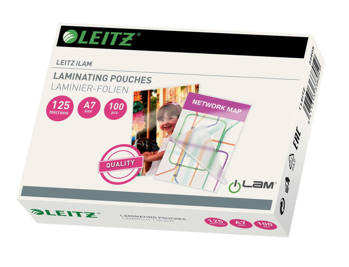 Leitz Lamineringslomme glans 125my A7 (100) – Laminering & tilbehør (billede 1)