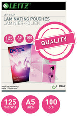 Leitz Lamineringslomme glans 125my A5 (100) – Laminering & tilbehør (billede 2)