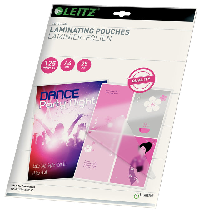 Leitz Lamineringslomme glans 125my A4 (25) – Laminering & tilbehør (billede 1)