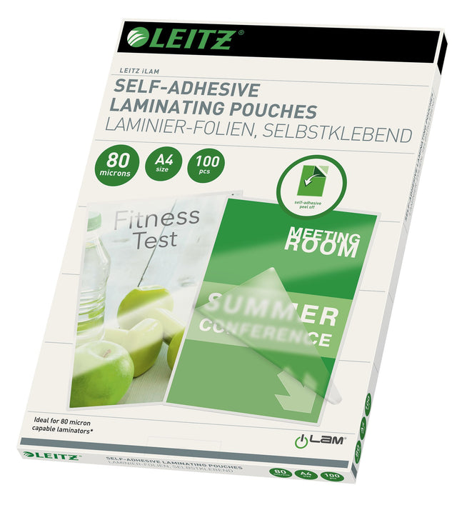 Leitz Lamineringslomme selvklæb 80my A4 (100) – Laminering & tilbehør (billede 1)