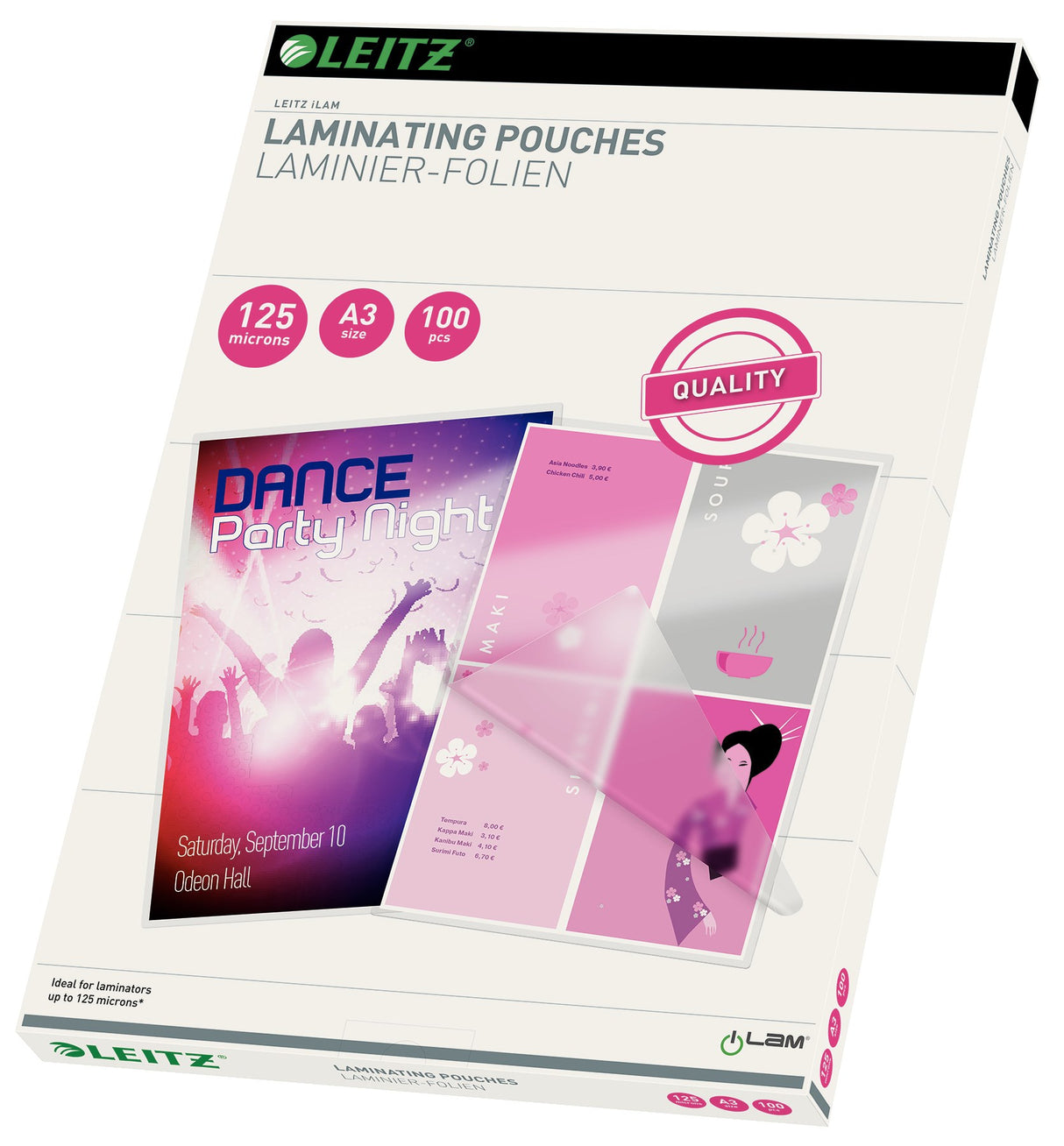 Leitz Lamineringslomme 125my A3 (100) – Laminering & tilbehør (billede 1)