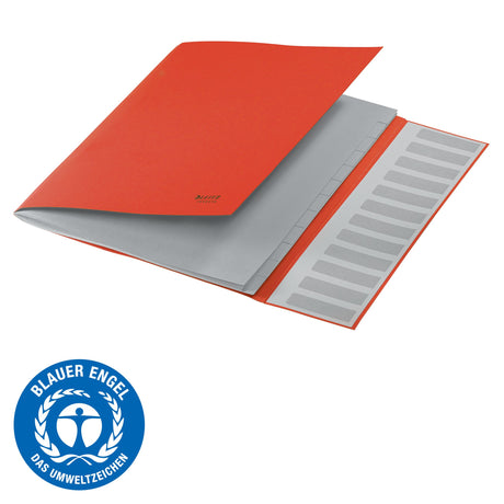 Sorteringsmappe recycle karton A4 12-delt rød – image 4