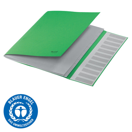 Sorteringsmappe recycle karton A4 12-delt grøn – image 9