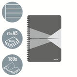 Notesblok Office karton A5 lin. 80g/90ark grå