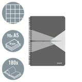 Notesblok Office PP A5 kvad. 80g/90ark grå