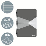 Notesblok Office PP A5 lin. 80g/90ark grå