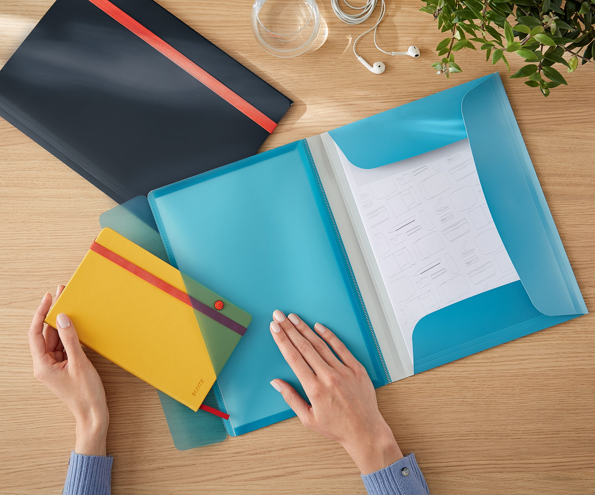 3-klap elastikmappe Cosy PP A4 blå – image 7