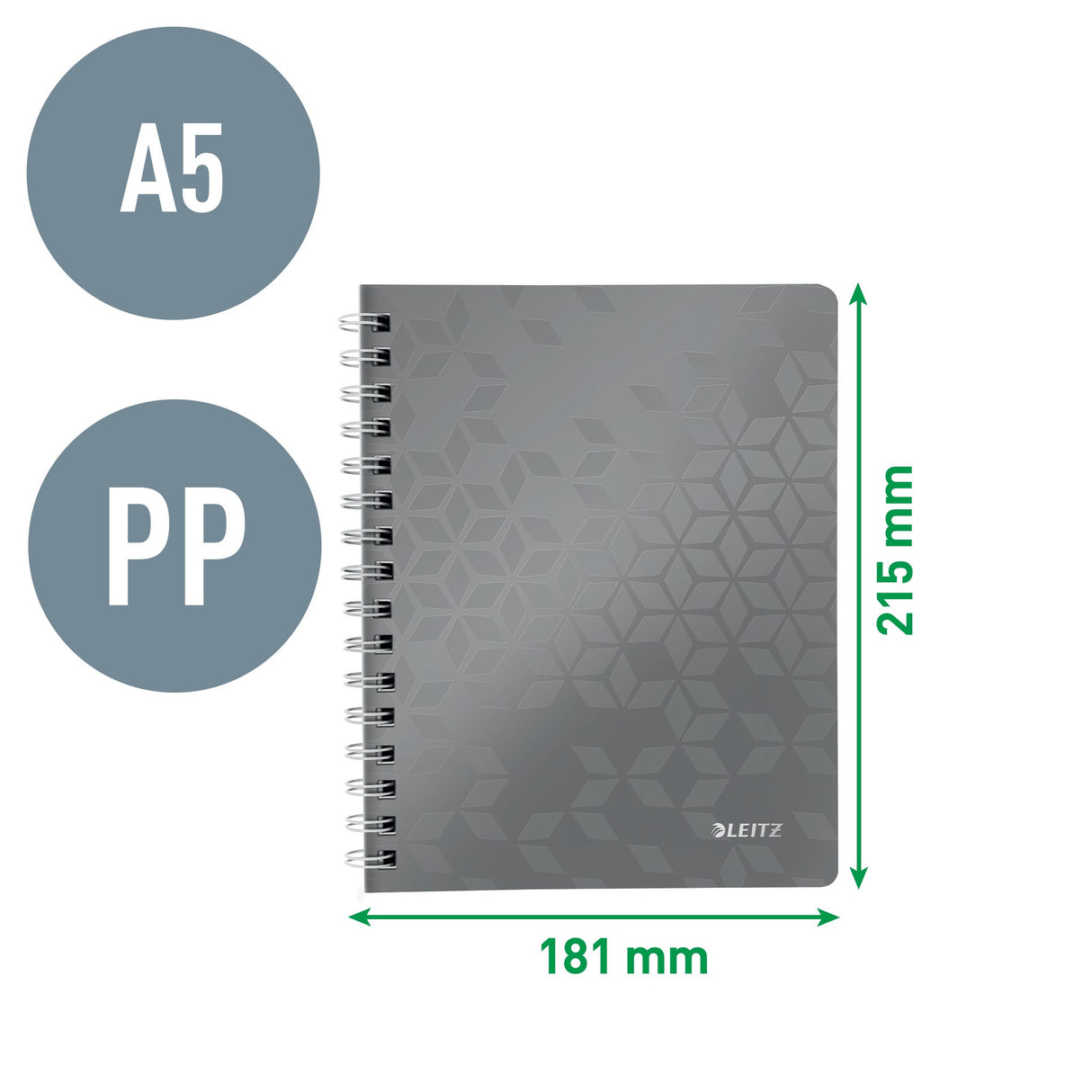 Notesblok WOW PP A5 kvad.80g/80ark sort