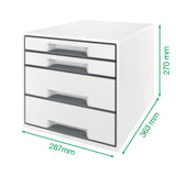 Desk Cube WOW m/4-skuffer hvid/rød